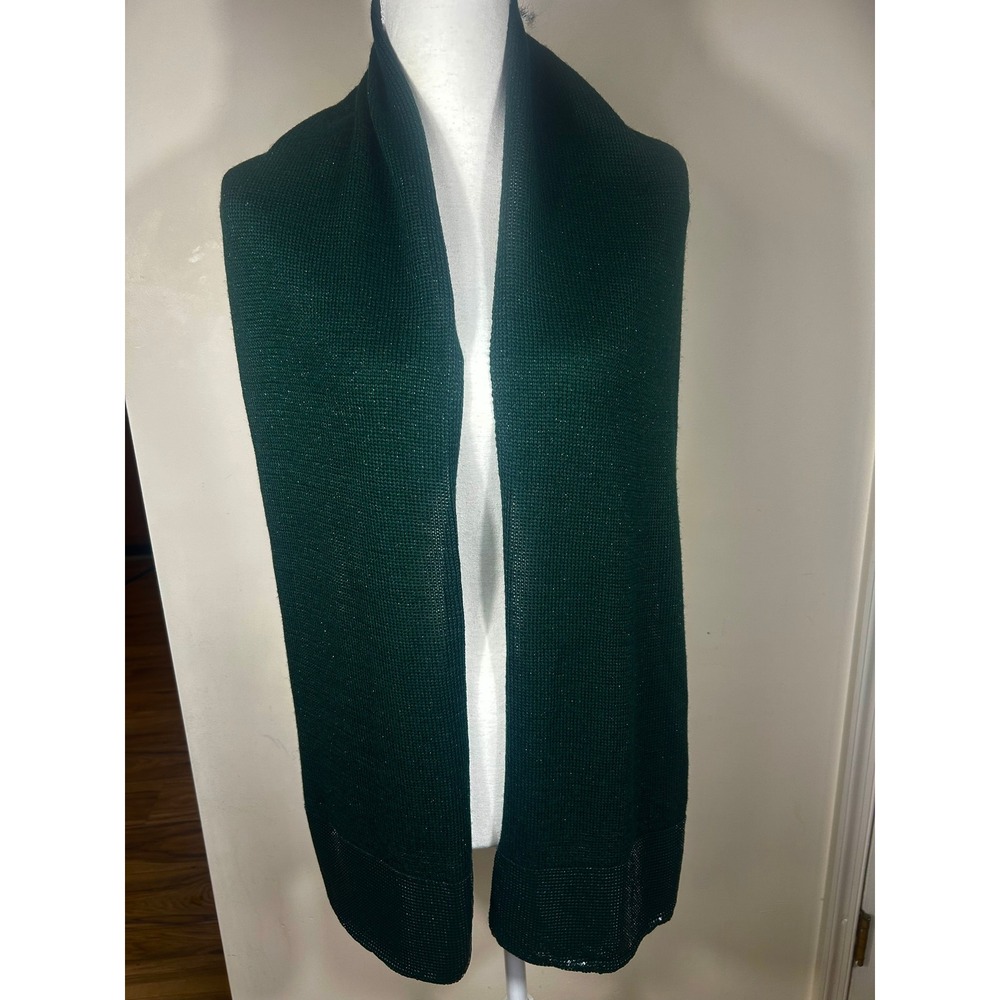 Wool Blend Metal Mesh Green Sparkle Knit Scarf Glam 9.75"x62"‎ Outdoor Warm Cozy